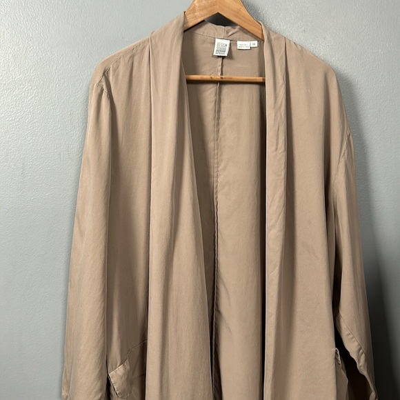 Vintage Spiegel Design Studio Beige Open Front 100% Silk Light Cardigan size 14 - Picture 2 of 16
